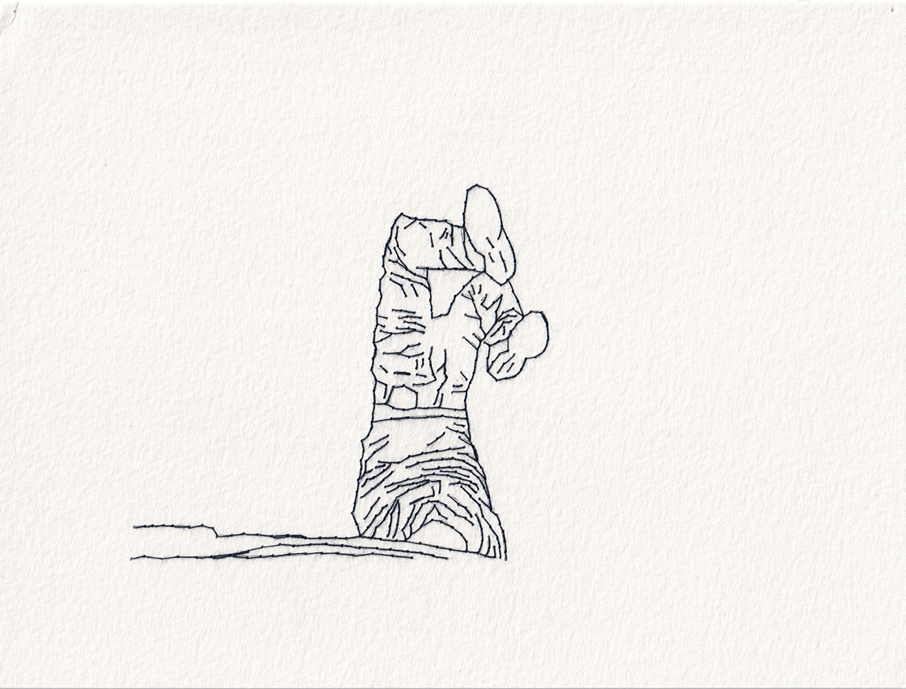 Natalia Blanch, Feu Rouge embroidered drawing