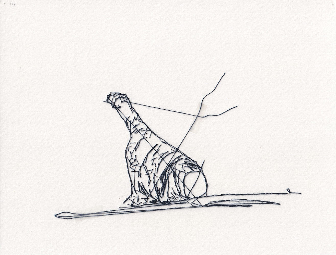 Natalia Blanch, Feu Rouge embroidered drawing